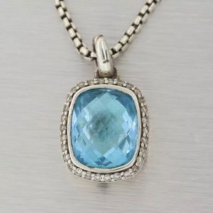 DAVID YURMAN BLUE TOPAZ DIAMOND PENDANT AND CHAIN